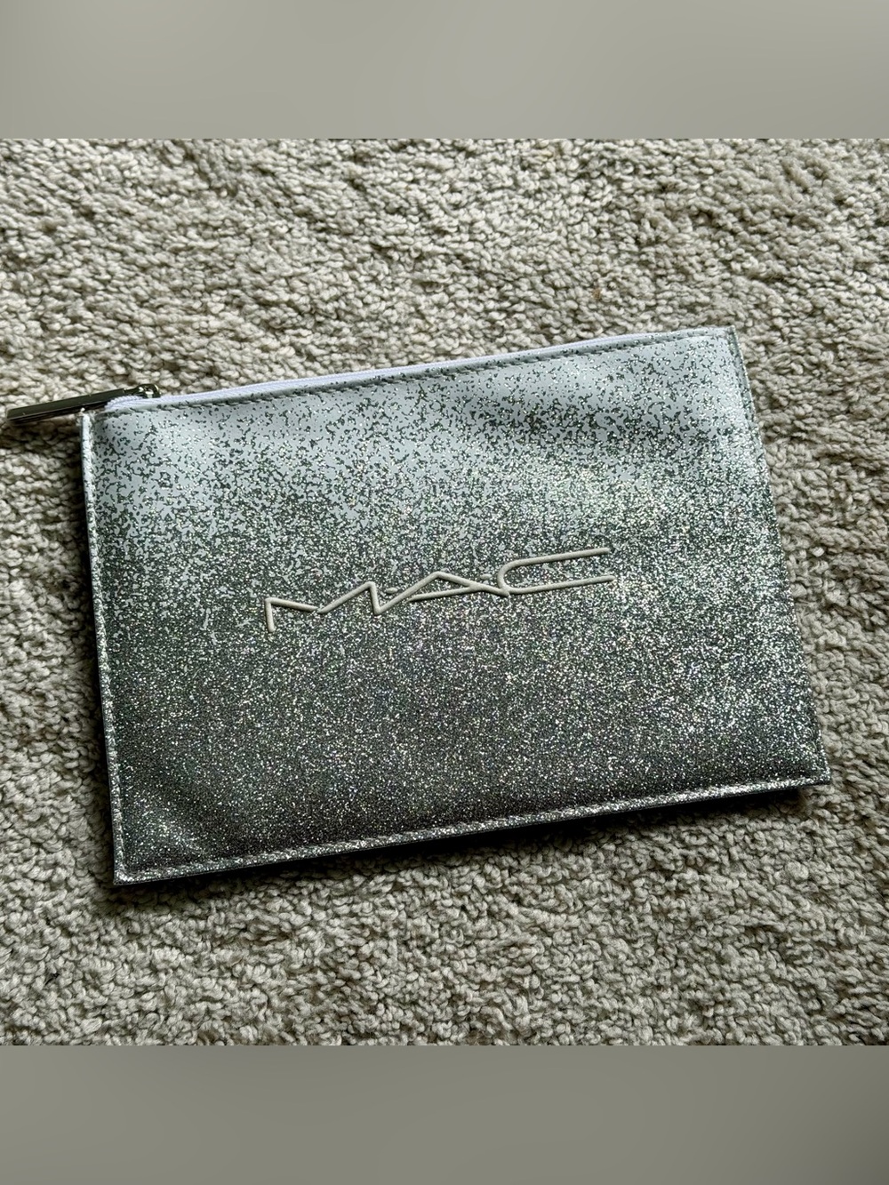 MAC Cosmetics Silver Glitter Cosmetic Pouch